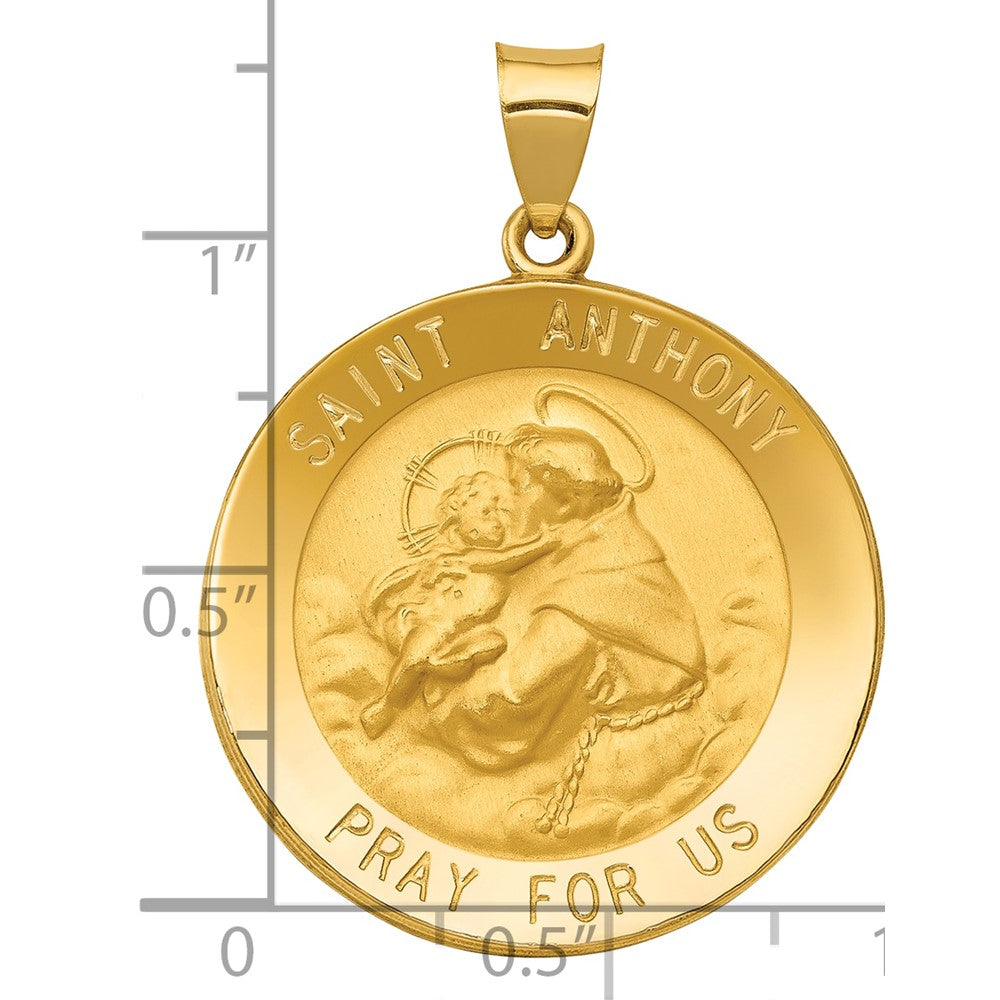 14k Yellow Gold 14k Polished and Satin St. Anthony Medal Hollow Pendant