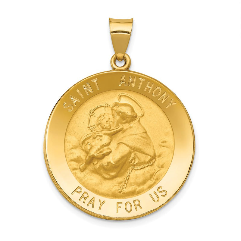 14k Yellow Gold 14k Polished and Satin St. Anthony Medal Hollow Pendant