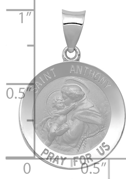 14k White Gold 14k White Gold Polished/Satin St. Anthony Medal Hollow Pendant