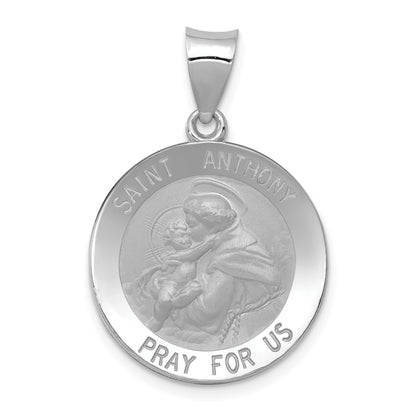 14k White Gold 14k White Gold Polished/Satin St. Anthony Medal Hollow Pendant