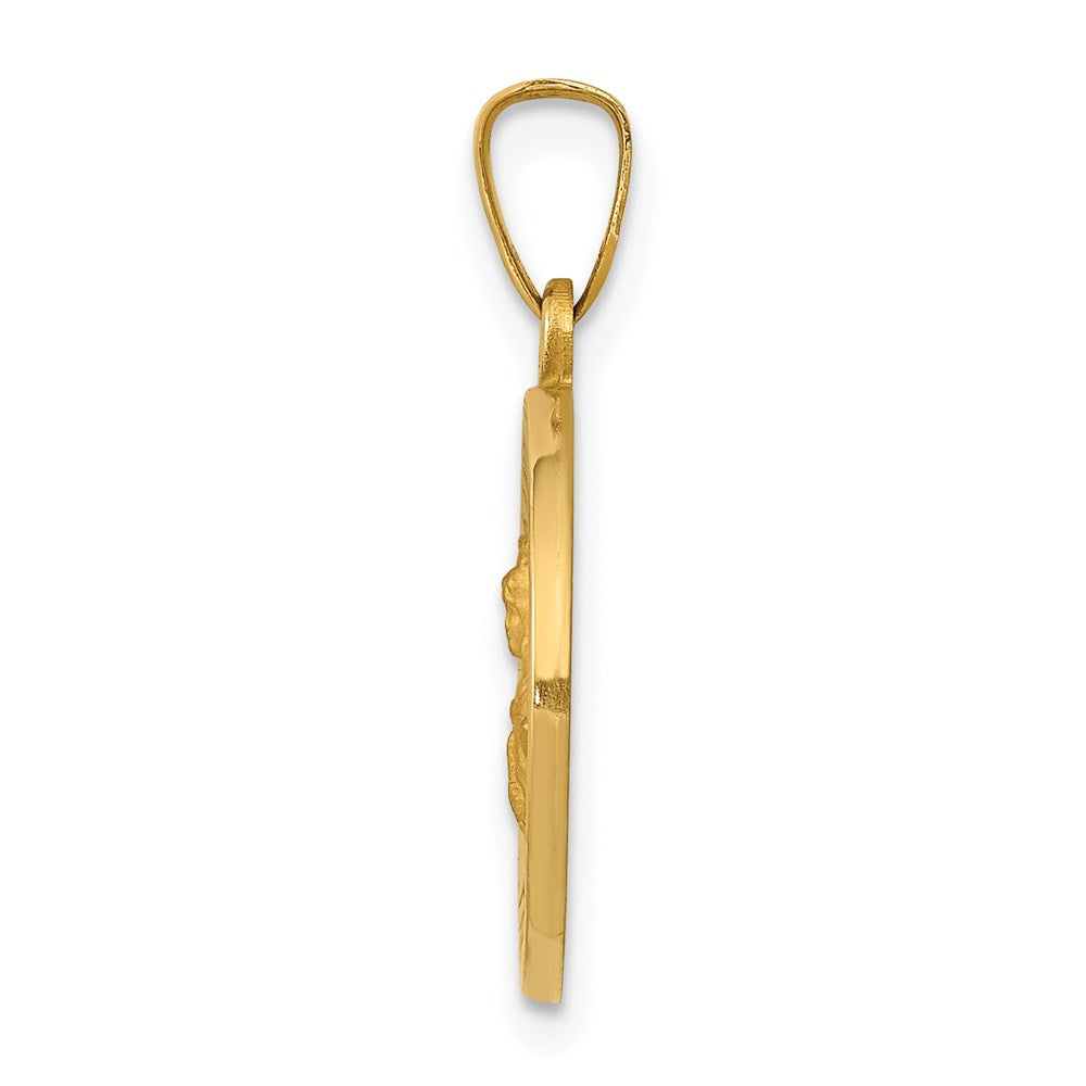 14k Yellow Gold 14k Polished and Satin St. Barbara Medal Hollow Pendant