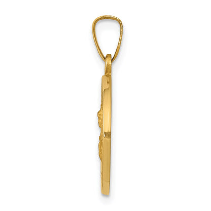 14k Yellow Gold 14k Polished and Satin St. Barbara Medal Hollow Pendant