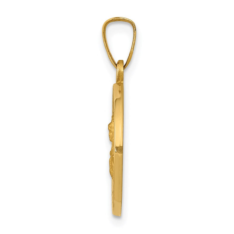 14k Yellow Gold 14k Polished and Satin St. Barbara Medal Hollow Pendant