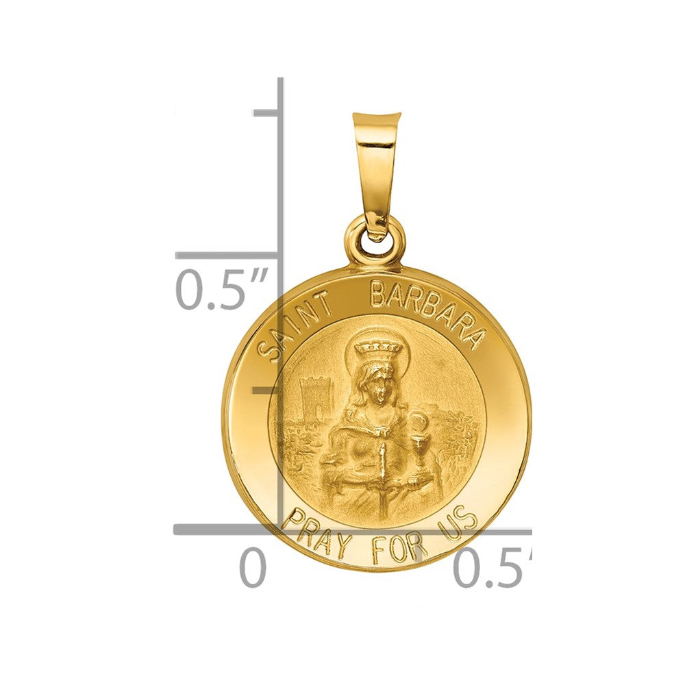 14k Yellow Gold 14k Polished and Satin St. Barbara Medal Hollow Pendant