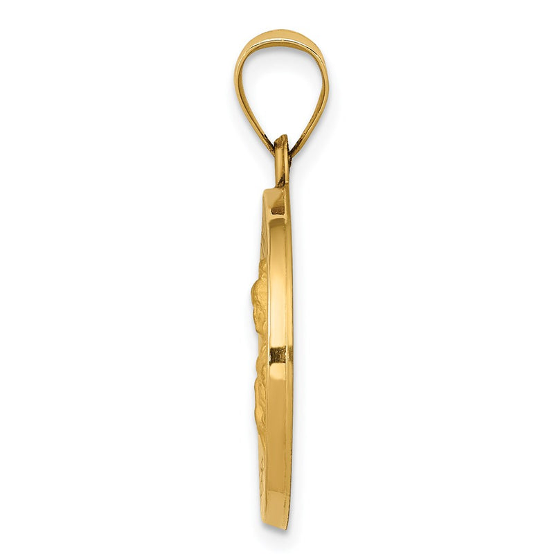 14k Yellow Gold 14k Polished and Satin St. Barbara Medal Hollow Pendant