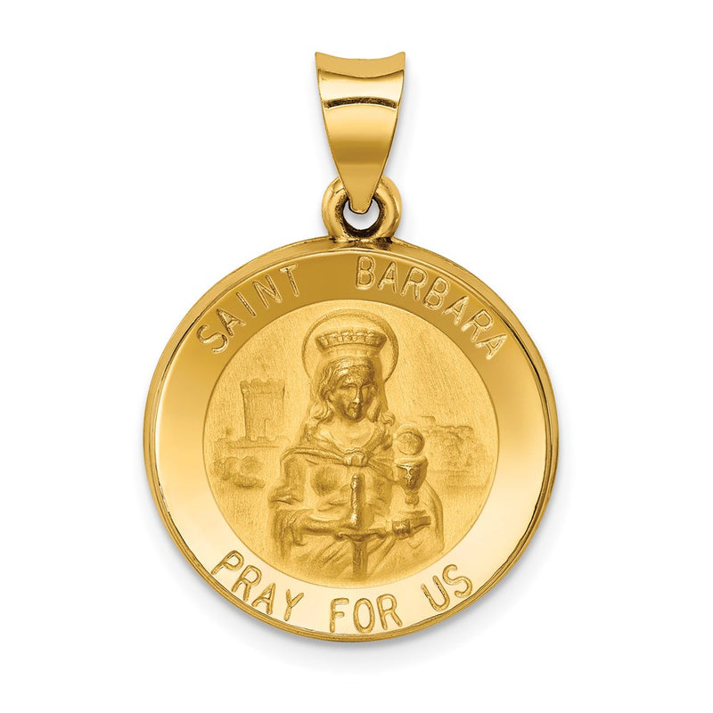 14k Yellow Gold 14k Polished and Satin St. Barbara Medal Hollow Pendant