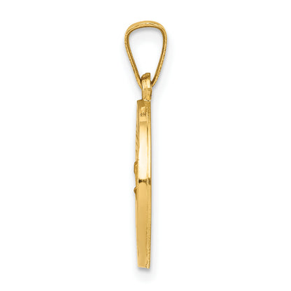 14k Yellow Gold 14k Polished and Satin St. Christopher Medal Hollow Pendant