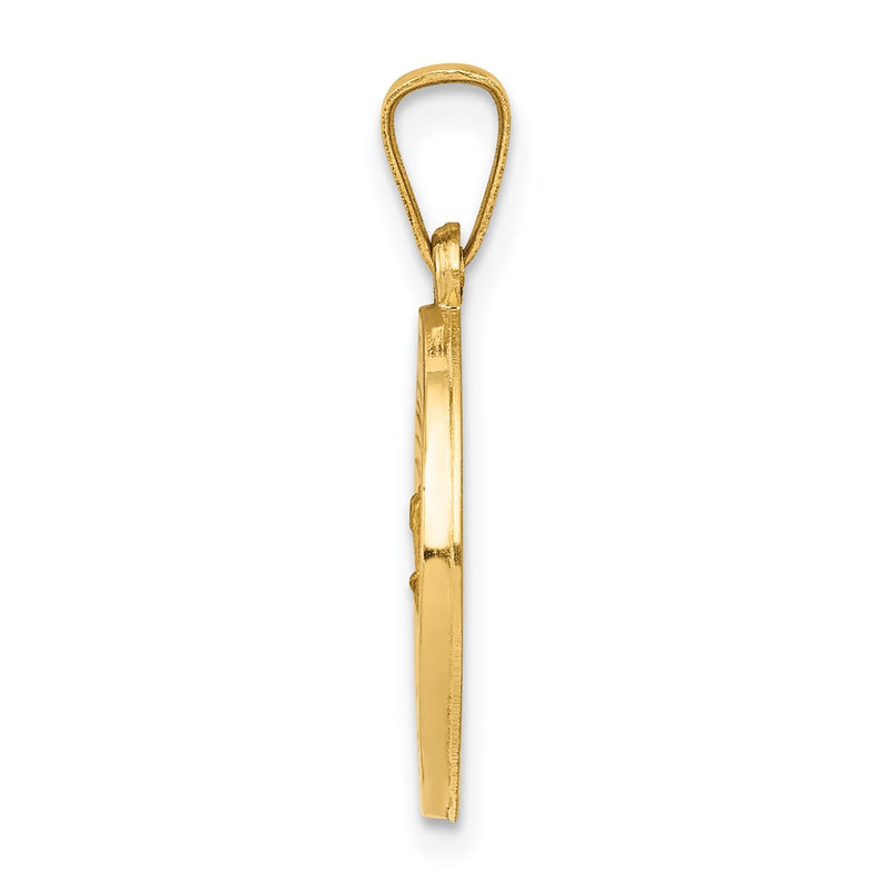 14k Yellow Gold 14k Polished and Satin St. Christopher Medal Hollow Pendant