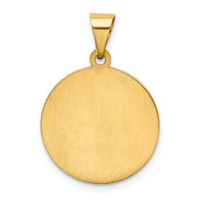 14k Yellow Gold 14k Polished and Satin St. Christopher Medal Hollow Pendant