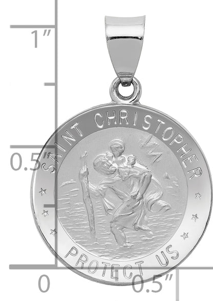 14k White Gold 14k White Gold Polished/Satin St Christopher Medal Hollow Pendant