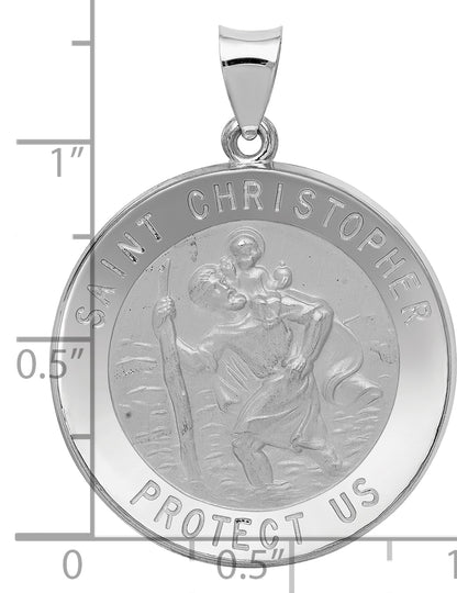 14k White Gold 14k White Gold Polished/Satin St Christopher Medal Hollow Pendant