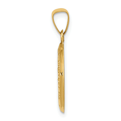 14k Yellow Gold 14k Polished and Satin St. Christopher Medal Hollow Pendant