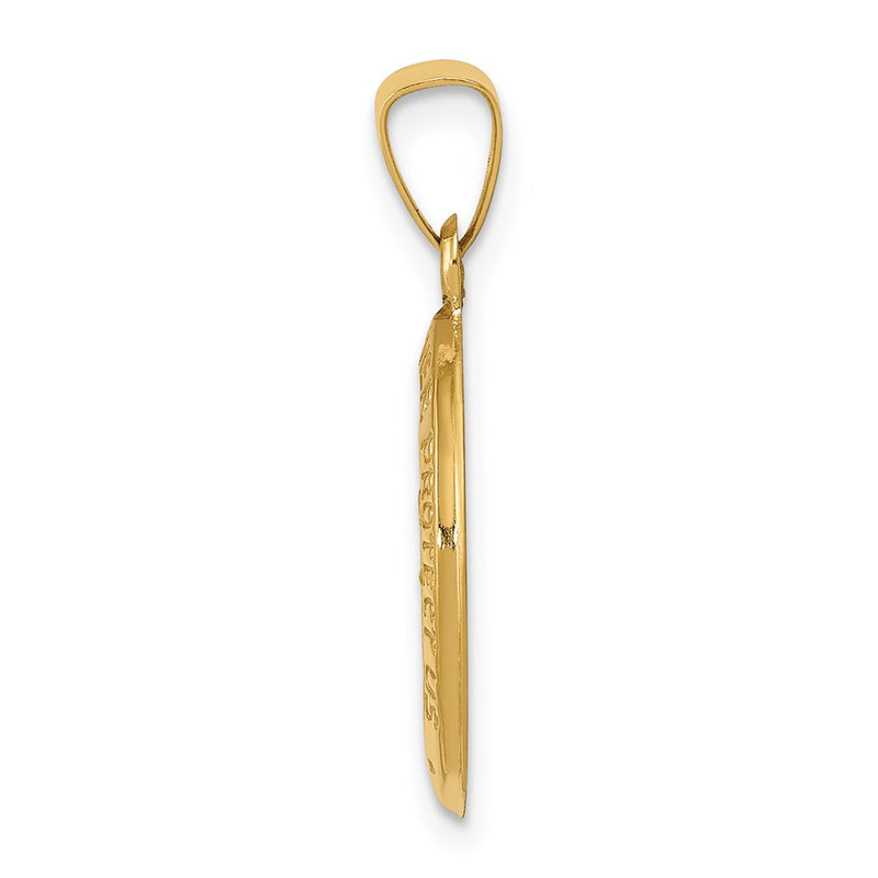14k Yellow Gold 14k Polished and Satin St. Christopher Medal Hollow Pendant