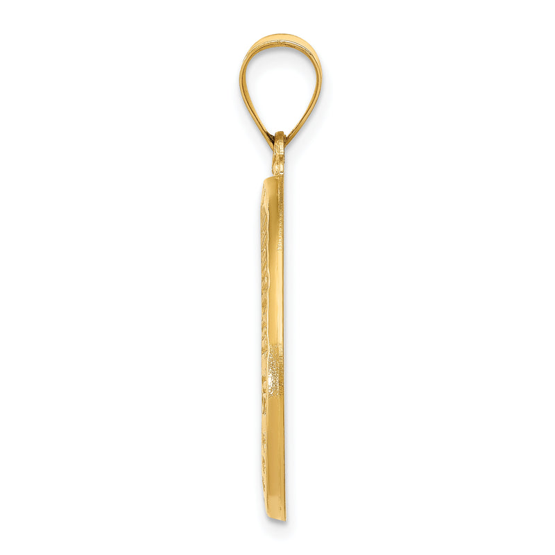 14k Yellow Gold 14k Polished and Satin St. Christopher Medal Hollow Pendant