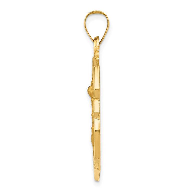 14k Yellow Gold 14k Polished and Satin St. Michael Badge Medal Hollow Pendant