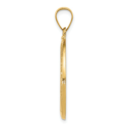 14k Yellow Gold 14k Polished and Satin St Christopher Medal Hollow Pendant