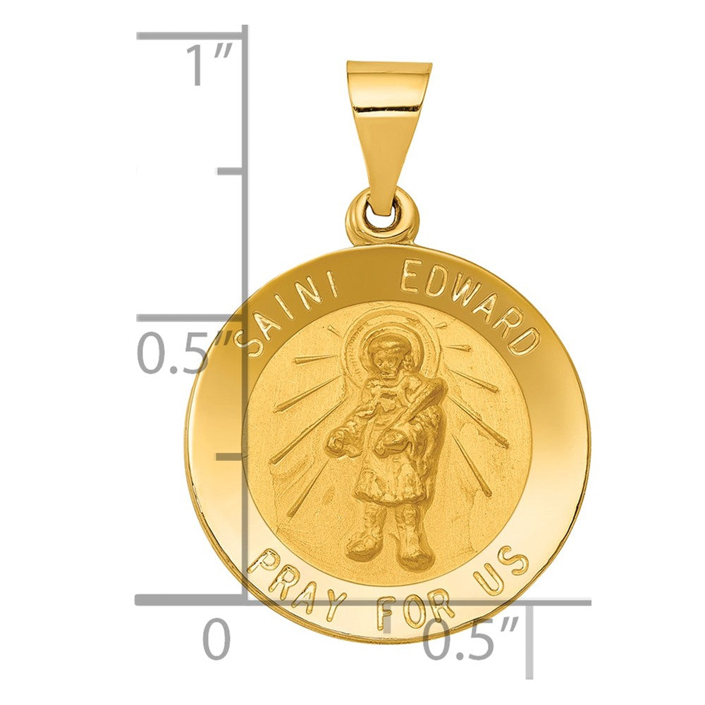 14k Yellow Gold 14k Polished and Satin St Edward Medal Hollow Pendant