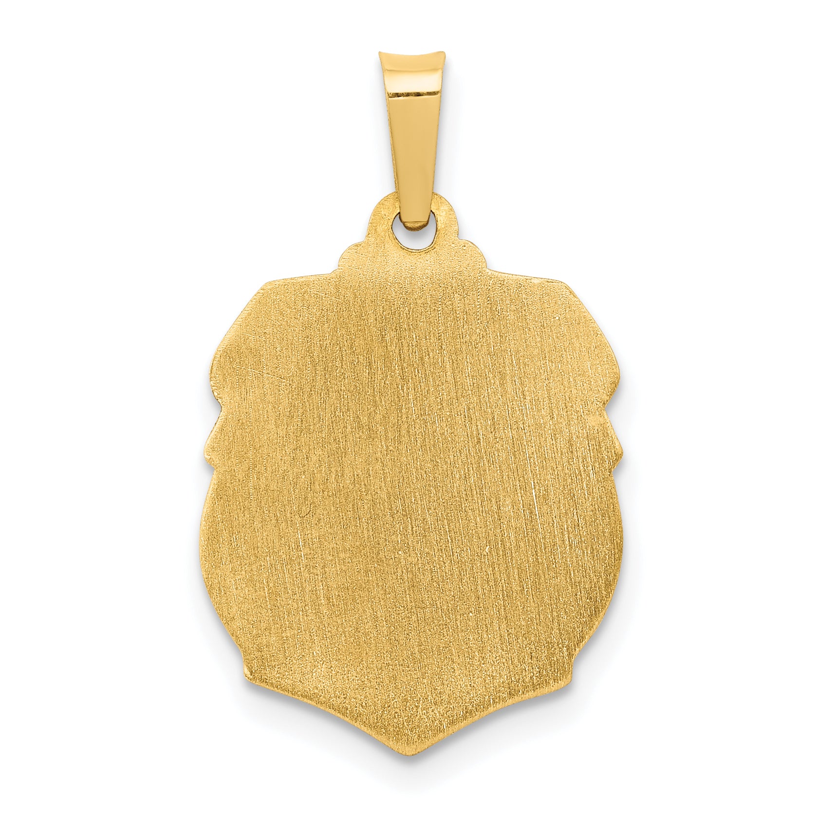 14k Yellow Gold 14k Polished and Satin St Michael Badge Medal Hollow Pendant