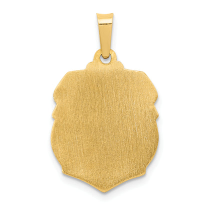 14k Yellow Gold 14k Polished and Satin St Michael Badge Medal Hollow Pendant