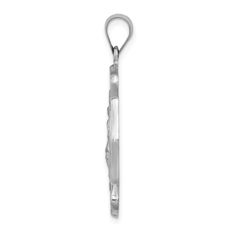 14k White Gold 14k White Gold Polish/Satin St Florian Badge Medal Hollow Pendant