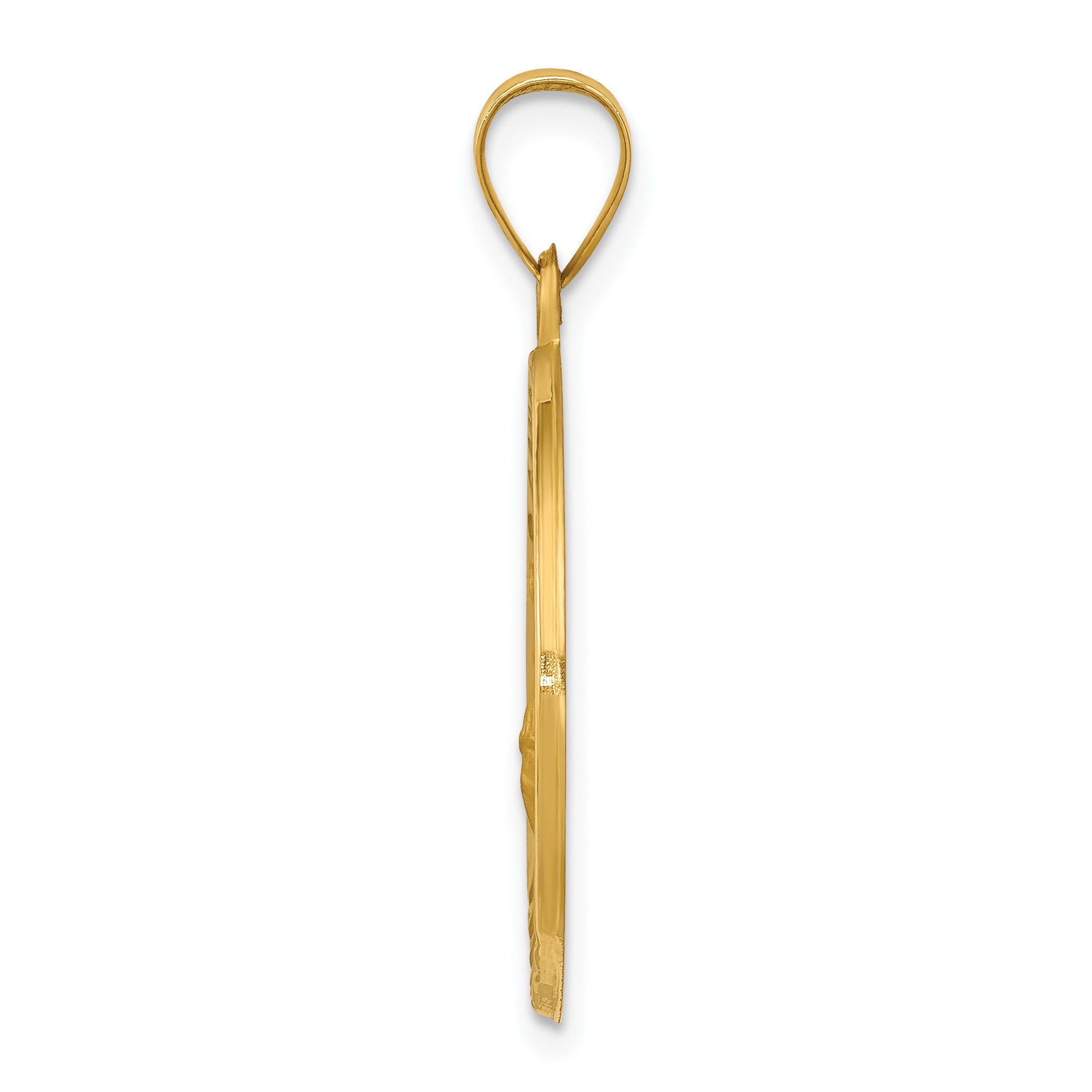 14K Yellow Gold Polished And Satin St Florian Medal Hollow Pendant