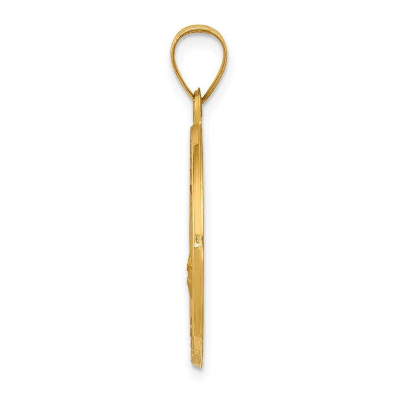 14K Yellow Gold Polished And Satin St Florian Medal Hollow Pendant