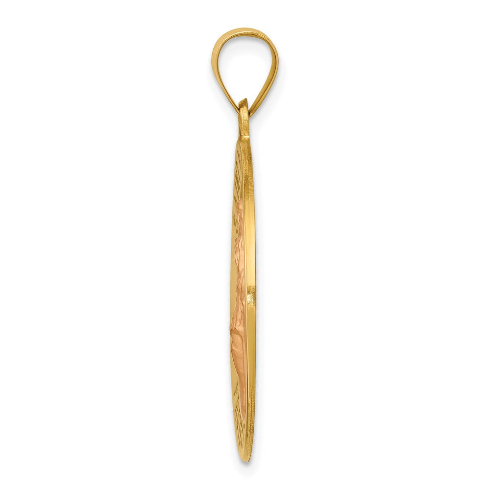 14k Yellow Gold 14k Polished and Satin St Florian Medal Hollow Pendant