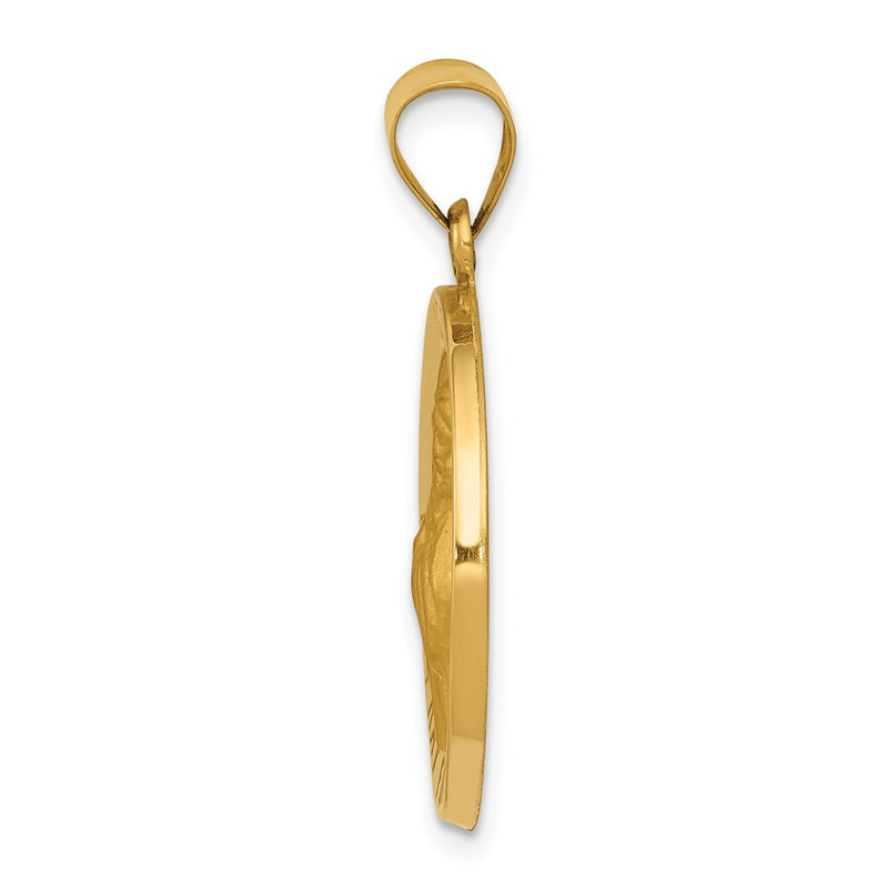 14k Yellow Gold 14k Polished and Satin St Francis of Assisi Medal Hollow Pendant