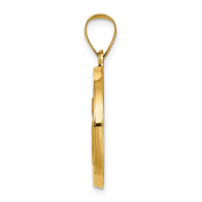14k Yellow Gold 14k Polished and Satin St Gabriel Medal Hollow Pendant