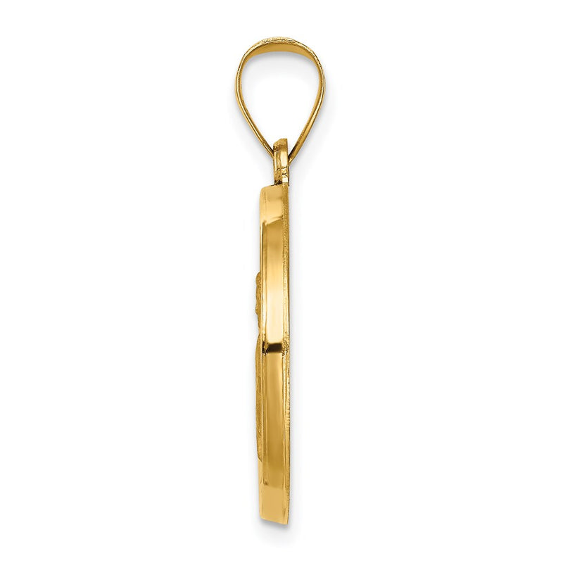 14k Yellow Gold 14k Polished and Satin St Gabriel Medal Hollow Pendant