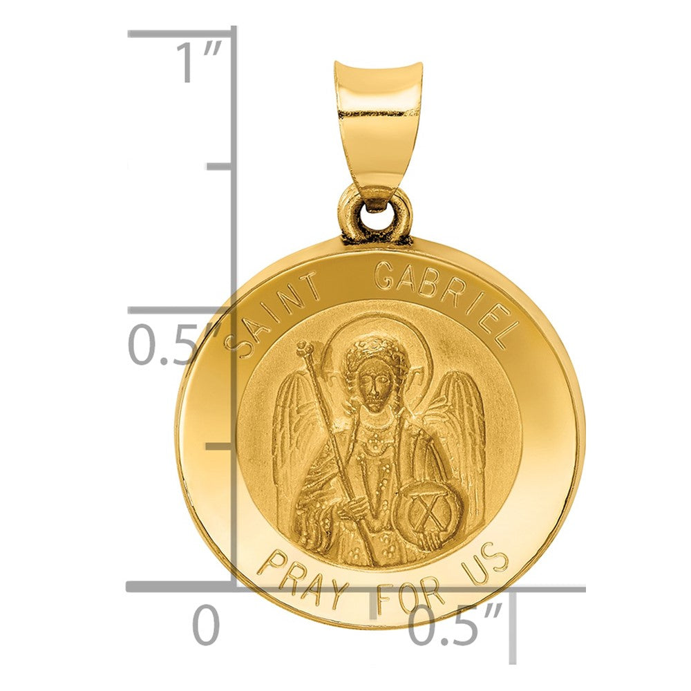 14k Yellow Gold 14k Polished and Satin St Gabriel Medal Hollow Pendant