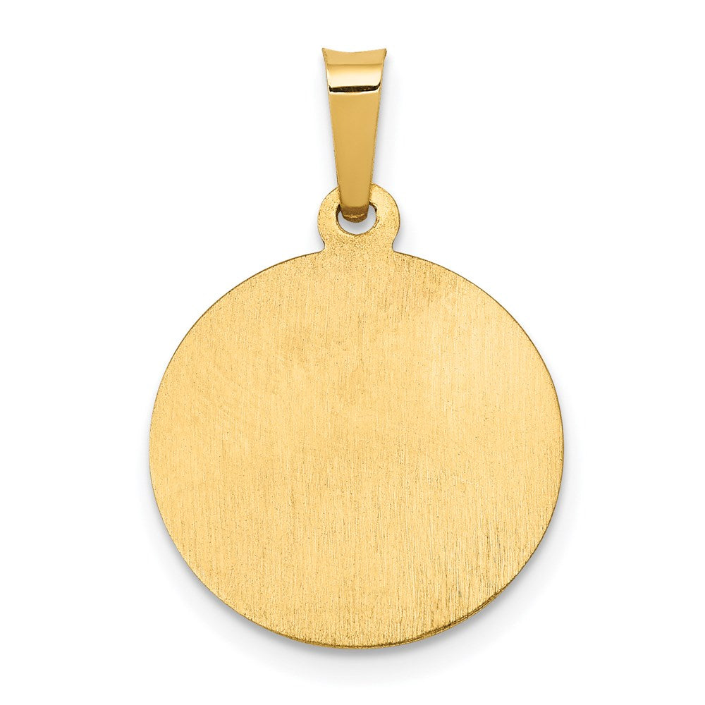 14k Yellow Gold 14k Polished and Satin St George Medal Hollow Pendant