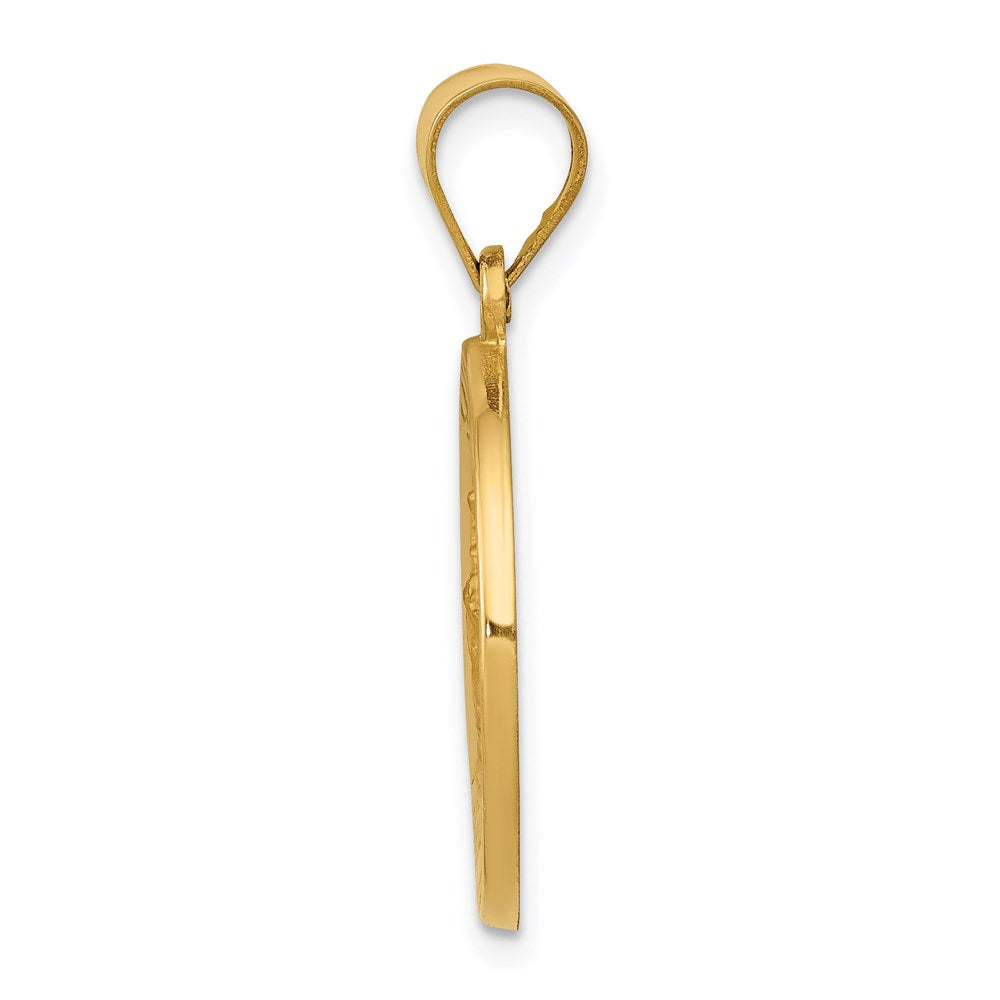 14k Yellow Gold 14k Polished and Satin St George Medal Hollow Pendant