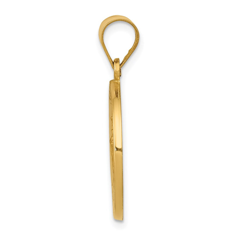 14k Yellow Gold 14k Polished and Satin St George Medal Hollow Pendant