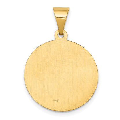 14k Yellow Gold 14k Polished and Satin St George Medal Hollow Pendant