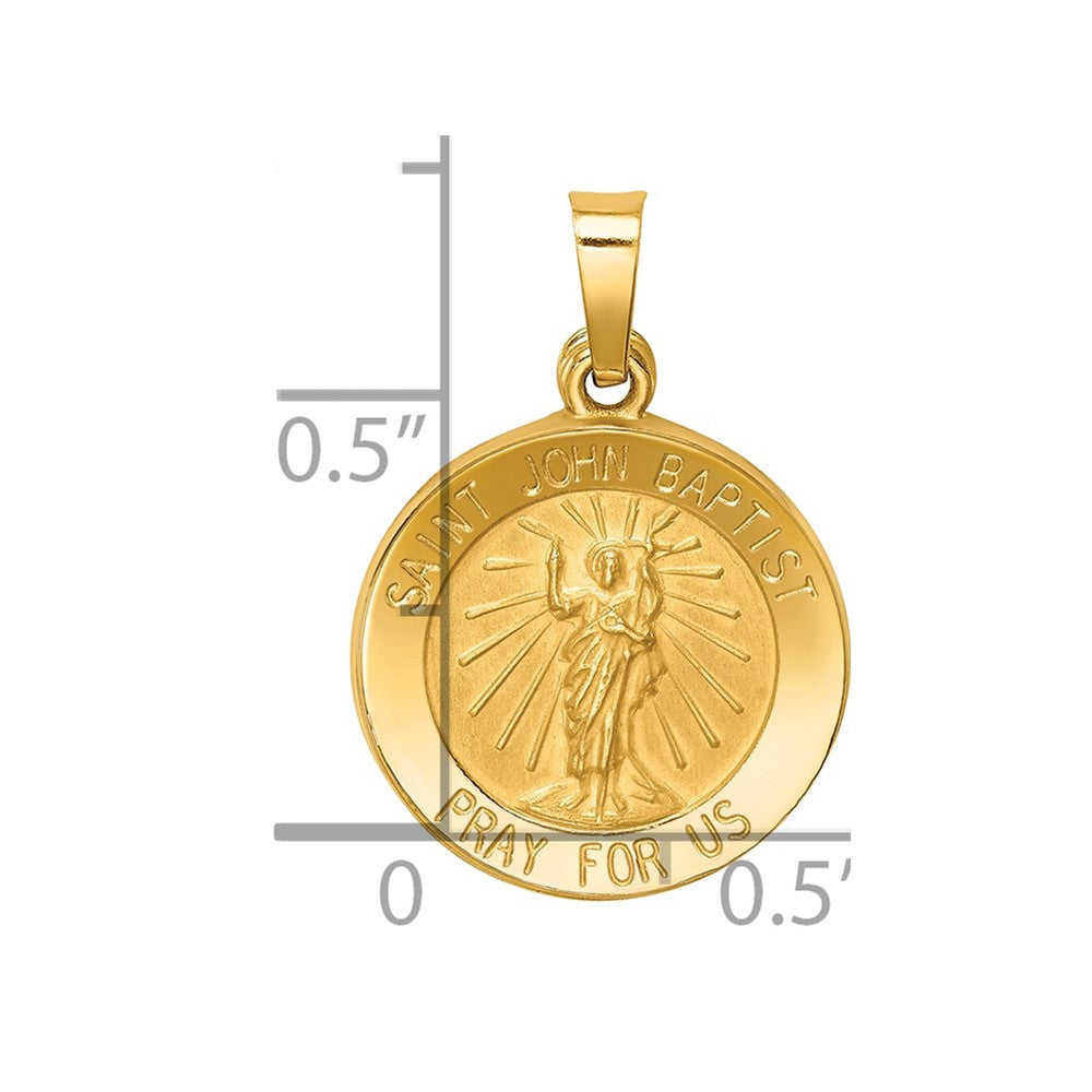 14k Yellow Gold 14k Polished and Satin St John Baptist Medal Hollow Pendant