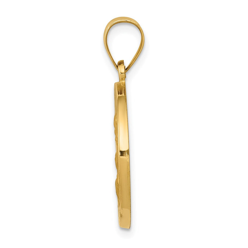 14k Yellow Gold 14k Polished and Satin St Joseph Medal Hollow Pendant