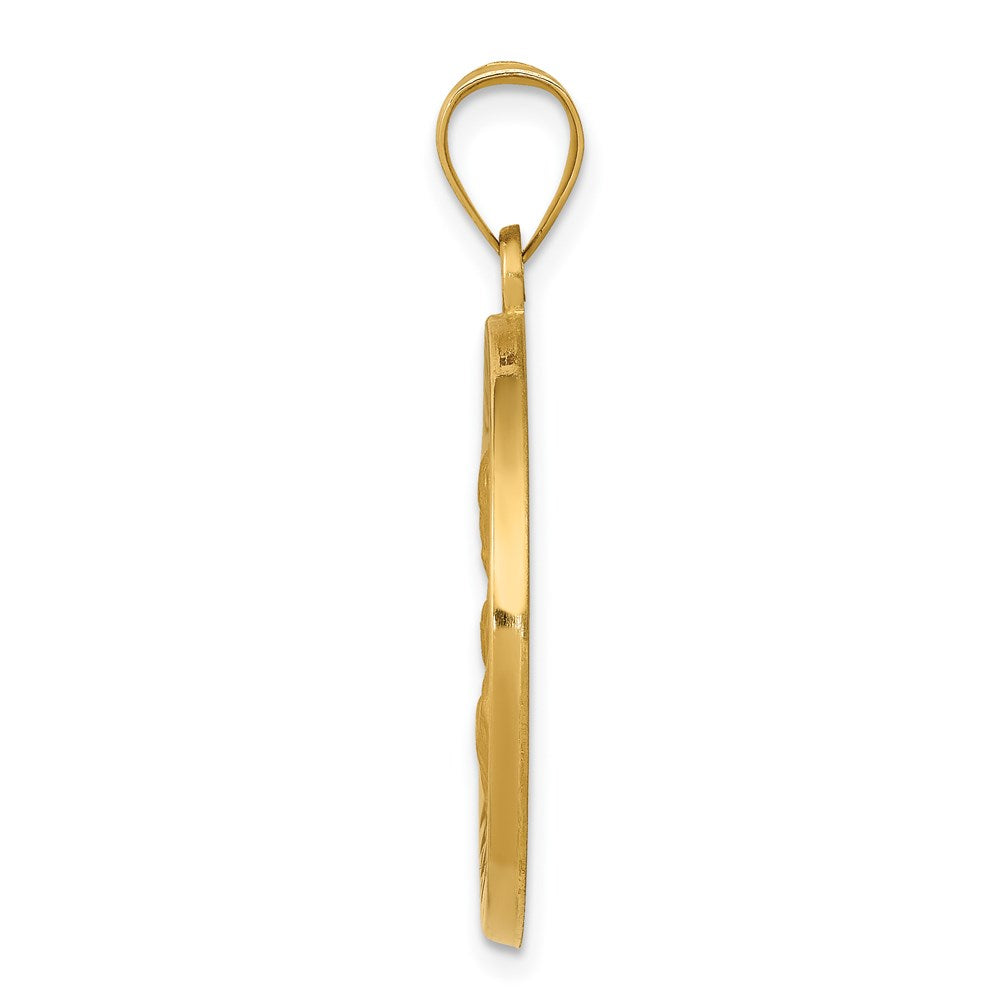 14k Yellow Gold 14k Polished and Satin St Joseph Medal Hollow Pendant