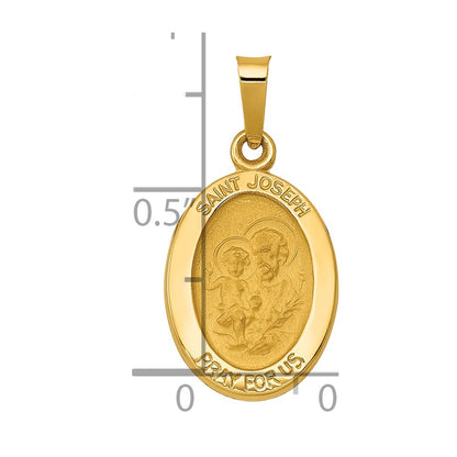 14k Yellow Gold 14k Polished and Satin St Joseph Medal Hollow Pendant