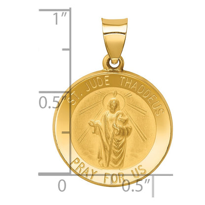14k Yellow Gold 14k Polished and Satin St Jude Thaddeus Medal Hollow Pendant