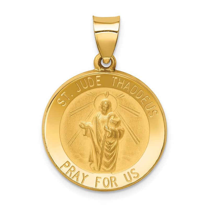 14k Yellow Gold 14k Polished and Satin St Jude Thaddeus Medal Hollow Pendant
