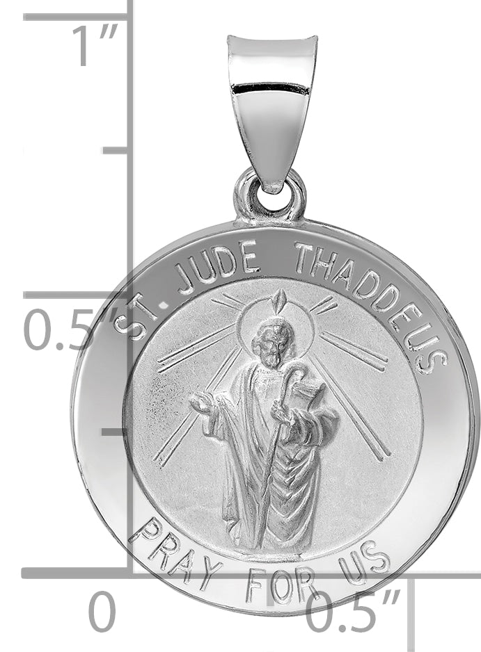 14k White Gold 14K White Gold Polish/Satin St Jude Thaddeus Medal Hollow Pendant