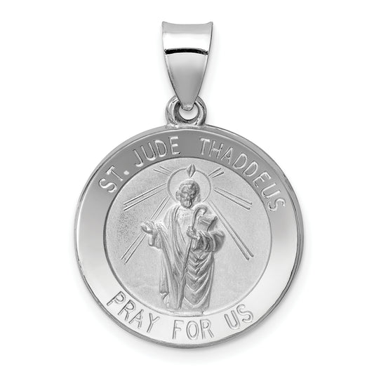 14k White Gold 14K White Gold Polish/Satin St Jude Thaddeus Medal Hollow Pendant