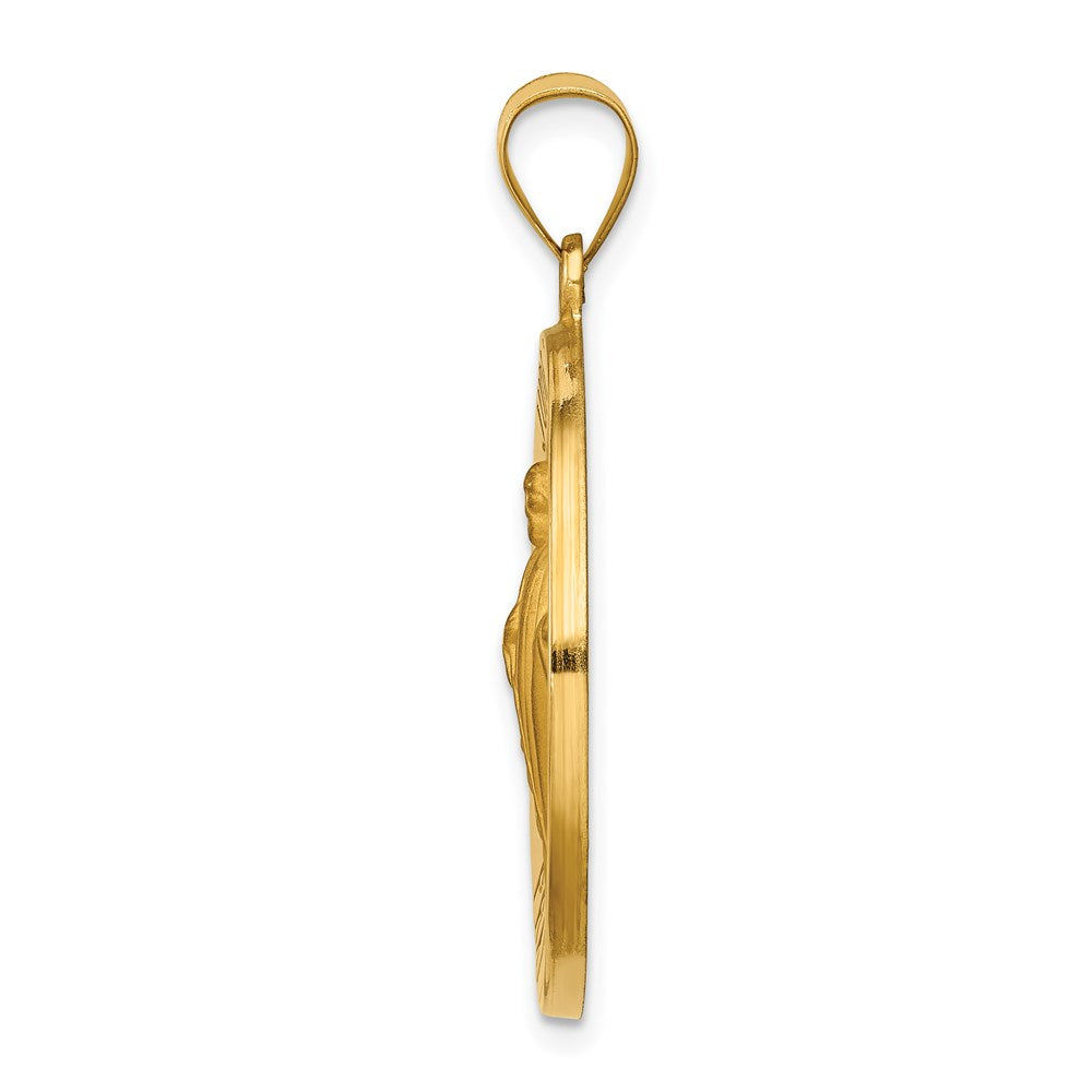 14k Yellow Gold 14k Polished and Satin St Jude Thaddeus Medal Hollow Pendant