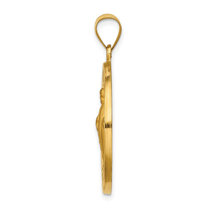 14k Yellow Gold 14k Polished and Satin St Jude Thaddeus Medal Hollow Pendant