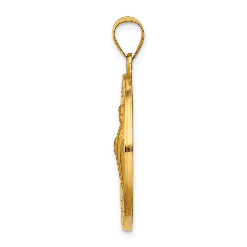 14k Yellow Gold 14k Polished and Satin St Jude Thaddeus Medal Hollow Pendant