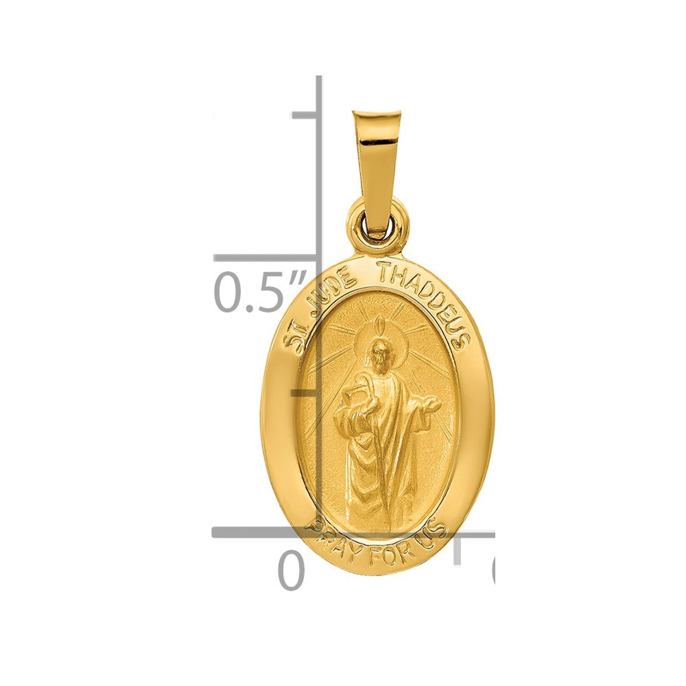 14k Yellow Gold 14k Polished and Satin St Jude Thaddeus Medal Hollow Pendant