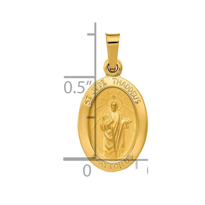 14k Yellow Gold 14k Polished and Satin St Jude Thaddeus Medal Hollow Pendant