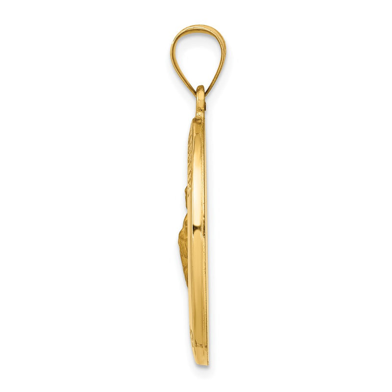 14k Yellow Gold 14k Polished and Satin St Jude Thaddeus Medal Hollow Pendant