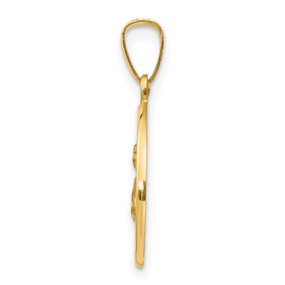 14k Yellow Gold 14k Polished and Satin St Lucy Medal Hollow Pendant
